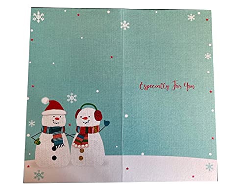 Grandchildren Christmas Card At Christmas Two Snowmen Bright Design