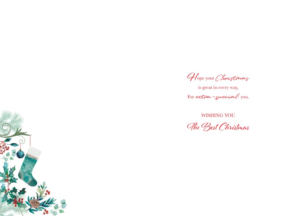 Christmas Card To A Special Dad Large Gold Star Stocking Holly 15x23cm