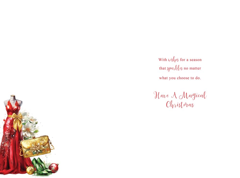 Christmas Card To Special Daughter Large Red Evening Dress Heels 15x23cm