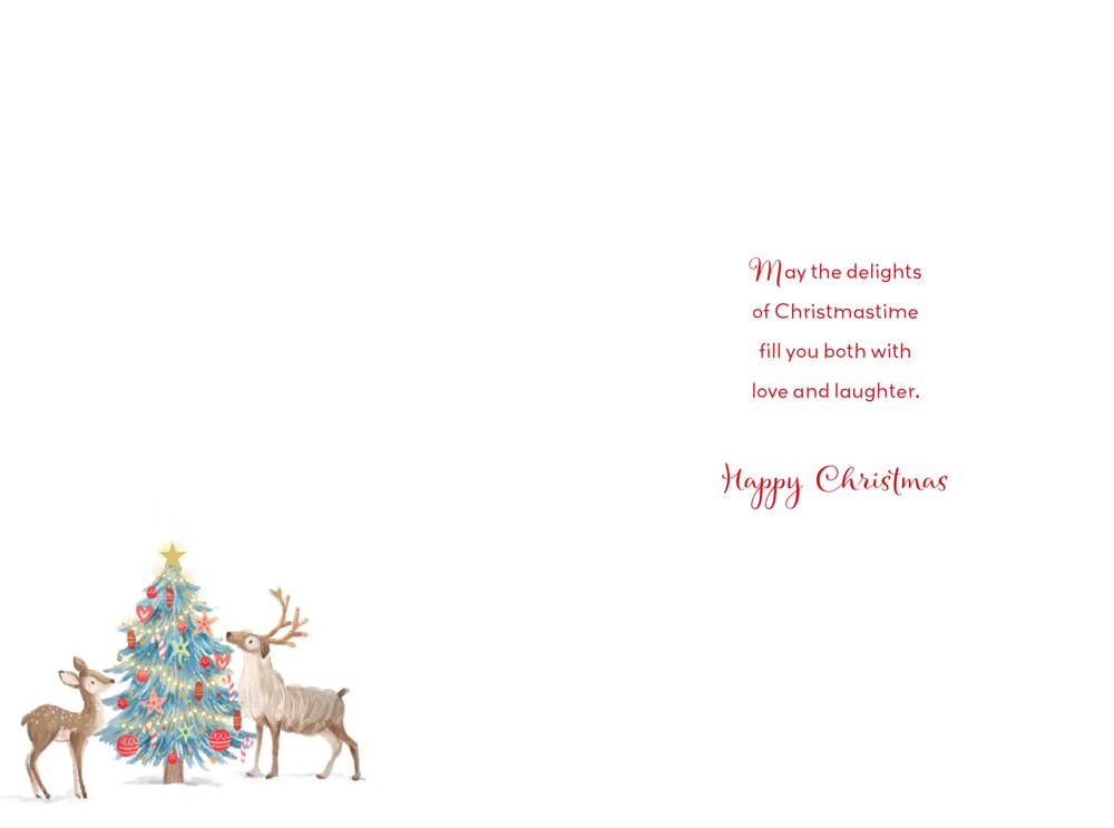 Christmas Card Mummy & Daddy Large Cute Reindeer Snow Scene 15x23cm