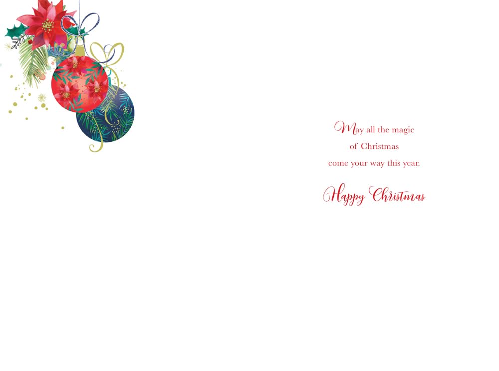 Christmas Card Special Brother & Girlfriend Large Baubles 15x23cm