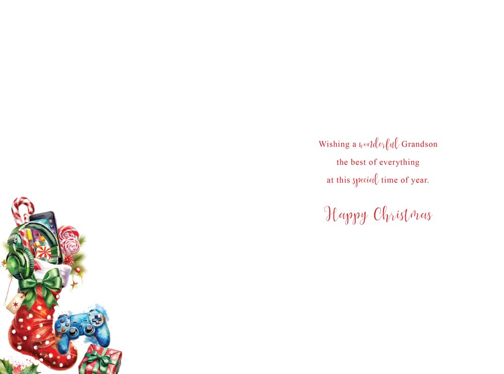 Christmas Card To Special Grandson Large Gaming Headset Phone 15x23cm