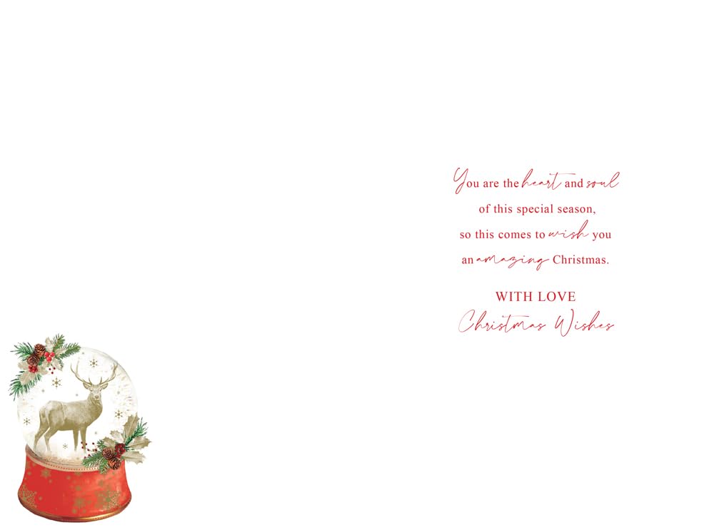 Christmas Card To Wonderful Husband Large Snow Globe Stag Reindeer 15x23cm