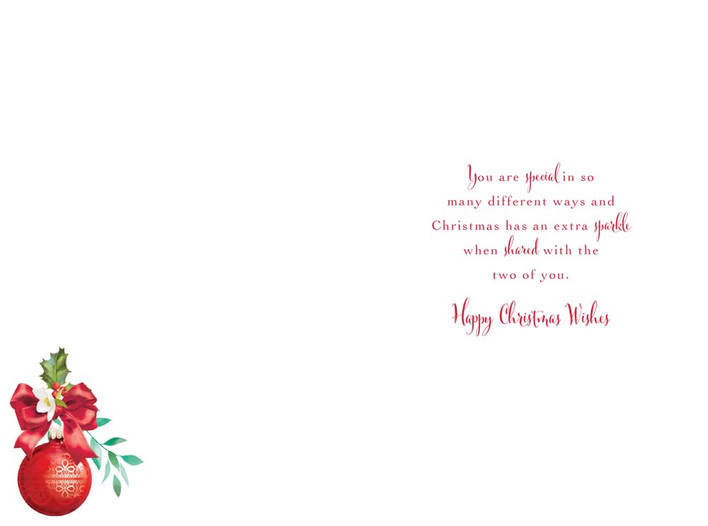 Christmas Card To Special Friends Large Poinsettia Red Bauble 15x23cm