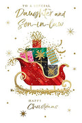 Daughter & Son In Law Christmas Card Sleigh Full Of Gifts Design Lovely Verse