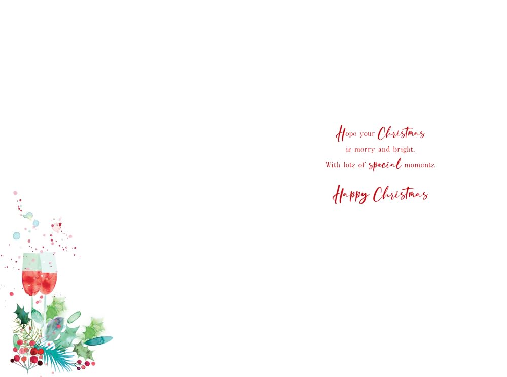 Christmas Card Special Niece & Fiance Large Heart Glasses 15x23cm