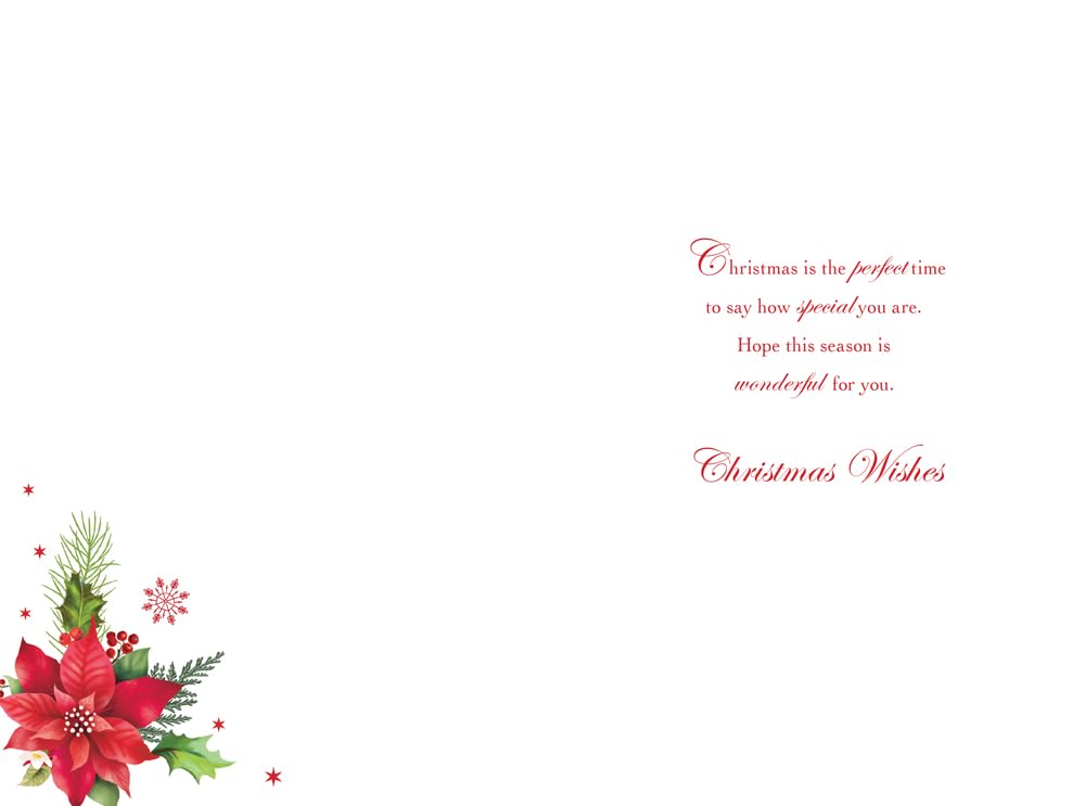 Christmas Card Special Stepmum Large Poinsettia Floral Ribbon 15x23cm