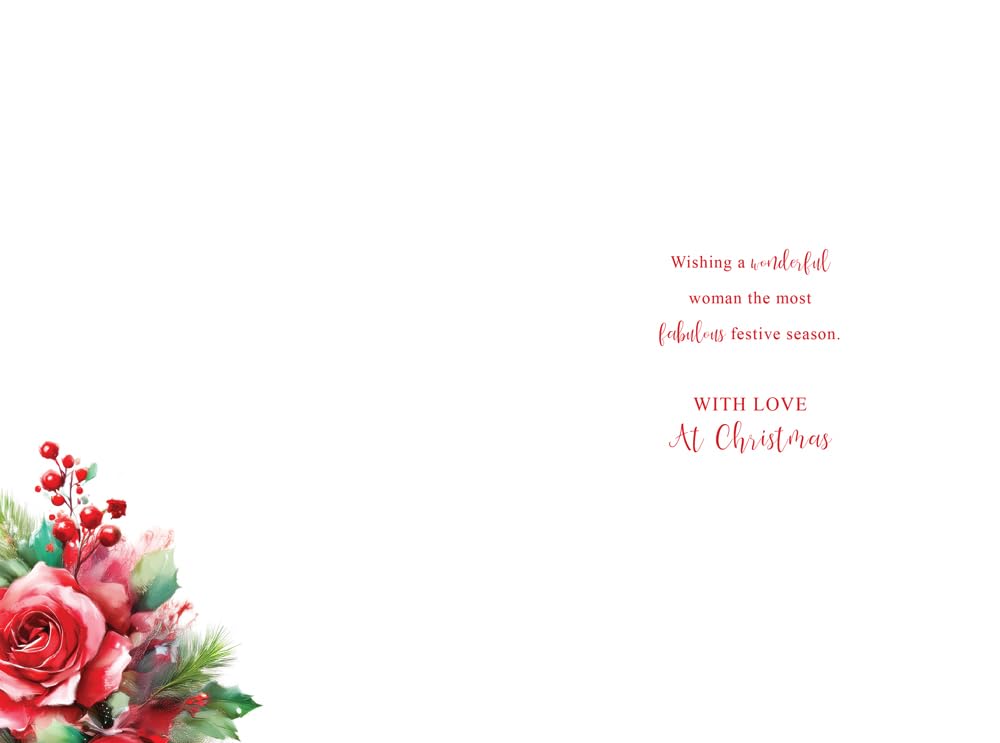 Christmas Card To Special Mum Large Red Rose Flowers Festive 15x23cm