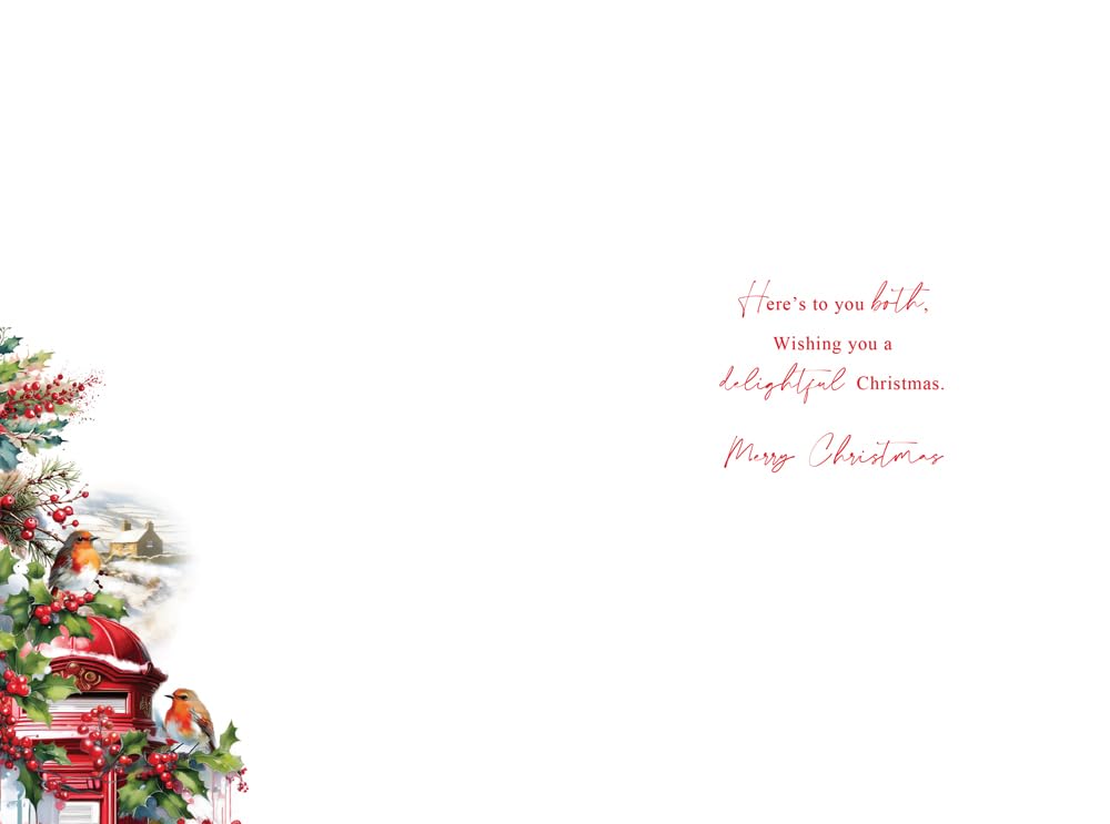 Christmas Card To Daughter & Son-In-Law Large Postbox Robins 15x23cm