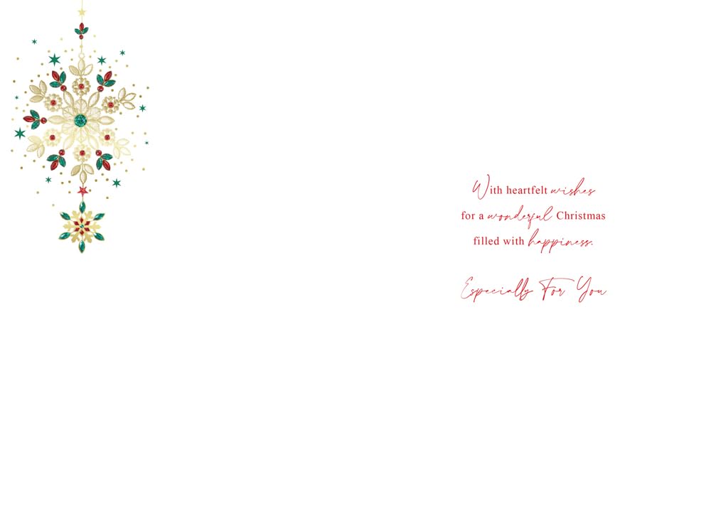 Christmas Card Special Nephew & Family Large Gold Snowflake 15x23cm