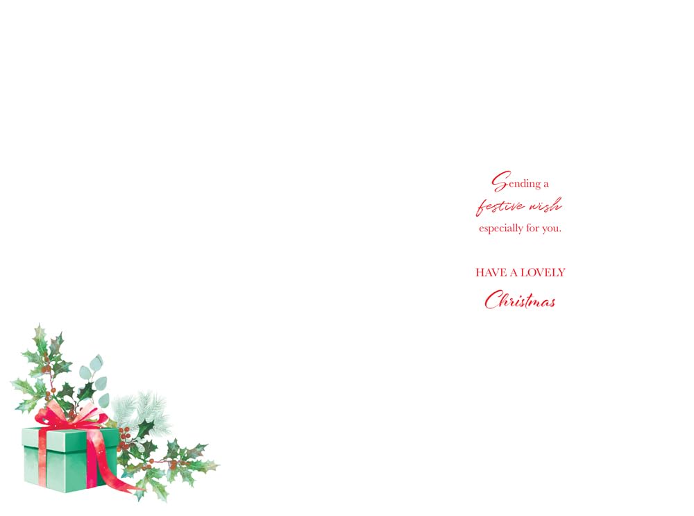 Christmas Card Special Niece & Boyfriend Large Gifts Holly 15x23cm