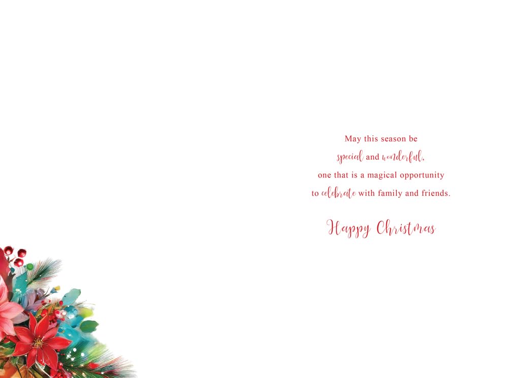 Christmas Card To Special Niece Large Robin Lantern Poinsettia 15x23cm