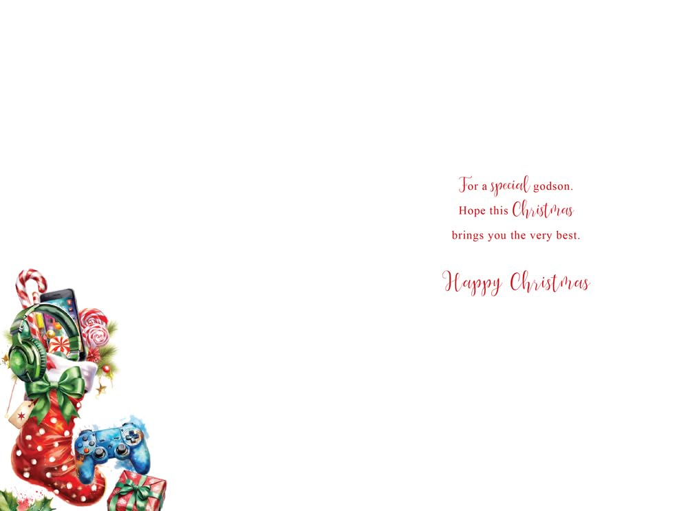 Christmas Card Special Godson Large Gaming Controller Stocking 15x23cm