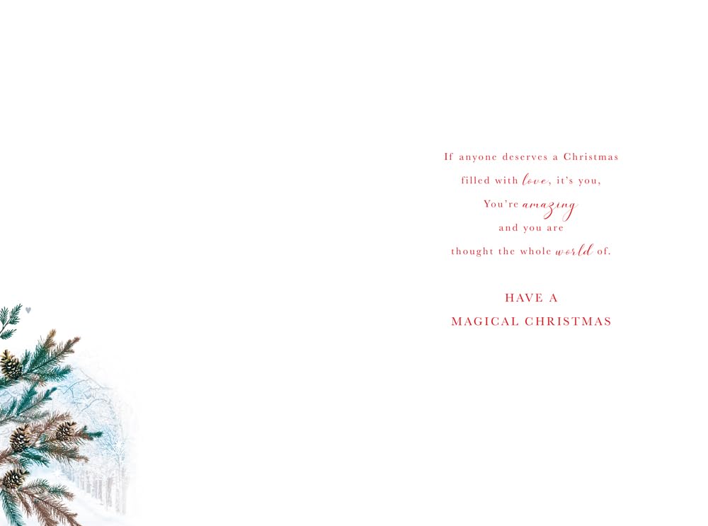 Christmas Card To Special Husband Large Winter Couple Snow Scene 15x23cm