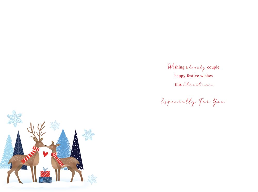 Christmas Card Special Son & Girlfriend Large Deer Moon Scene 15x23cm