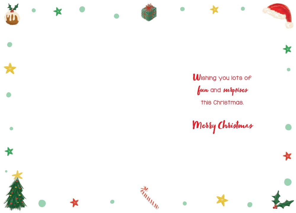 Uncle Christmas Card Modern Ho Ho Ho Gifts Tree Holly 7.5" x 5" Lovely Verse