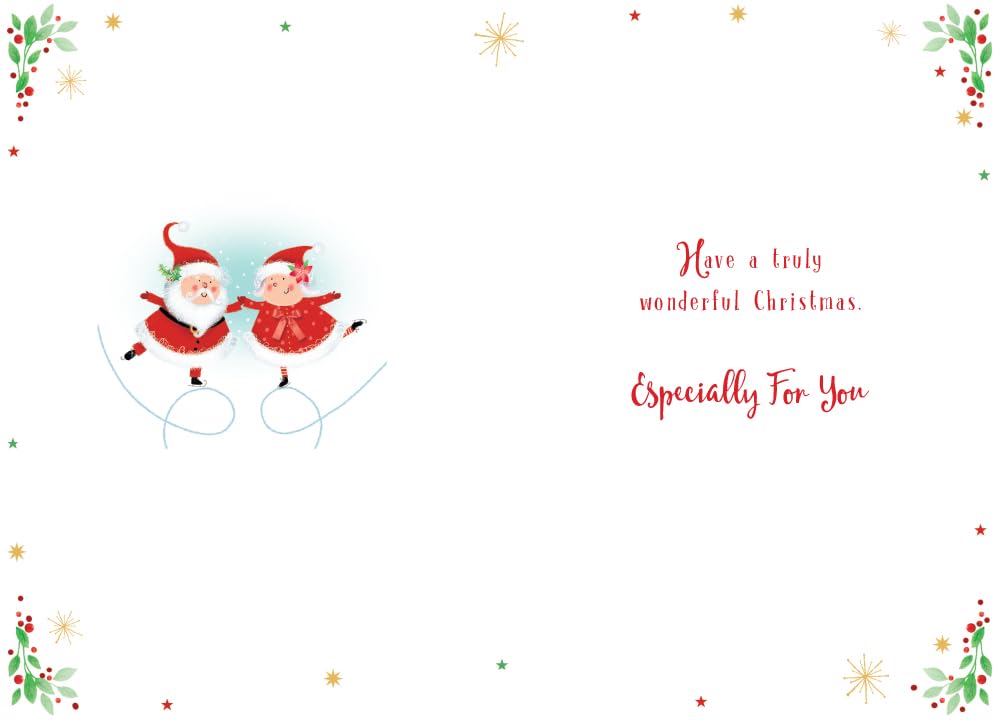 Grandparents Christmas Card Cute Santa & Mrs Santa 7.5" x 5" Lovely Verse