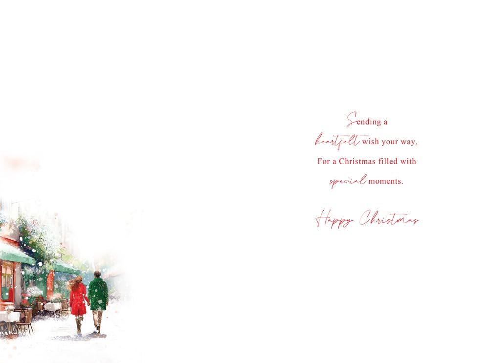 Christmas Card Grandson & FiancÃ©e Large Couple Snow Scene 15x23cm