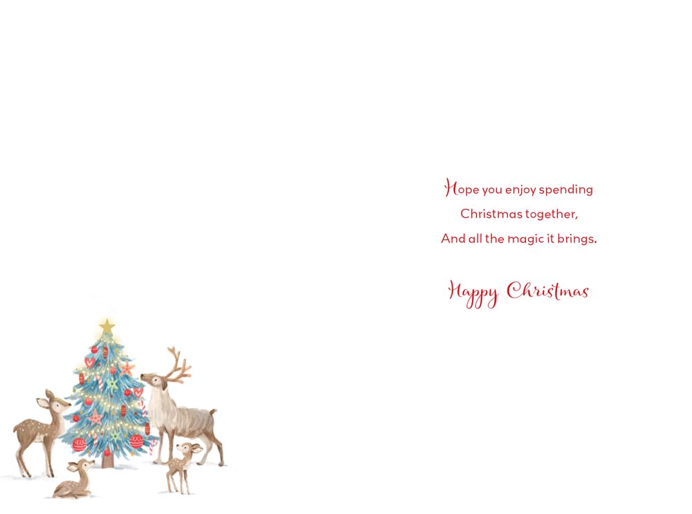 Christmas Card Special Grandson & Family Large Festive Deer Tree 15x23cm