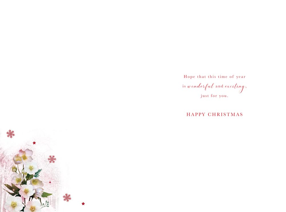Christmas Card To Special Granddaughter Large Winter Flowers 15x23cm