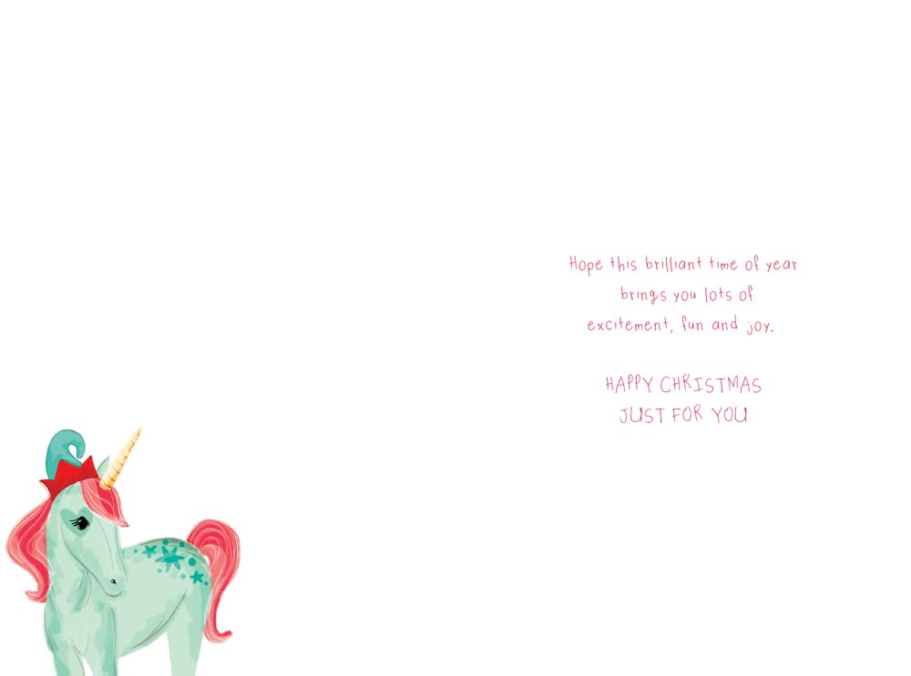 Christmas Card To Great-Granddaughter Large Festive Unicorns 15x23cm
