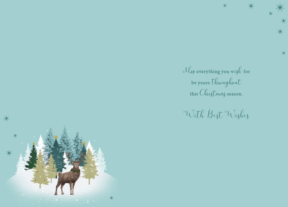 Grandad Christmas Card Modern Stag Trees  7.5" x 5" Lovely Verse