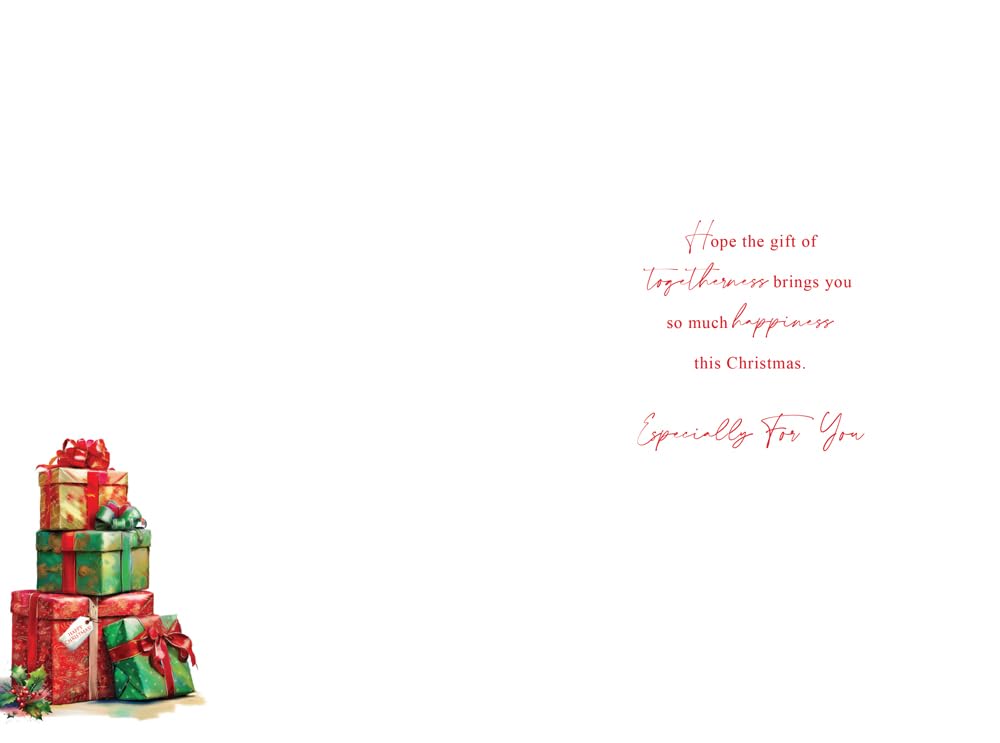 Christmas Card Special Son & Family Large Stacked Gifts Tree 15x23cm