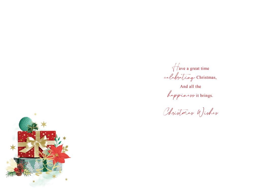 Christmas Card Special Son & FiancÃ©e Large Presents Bauble 15x23cm
