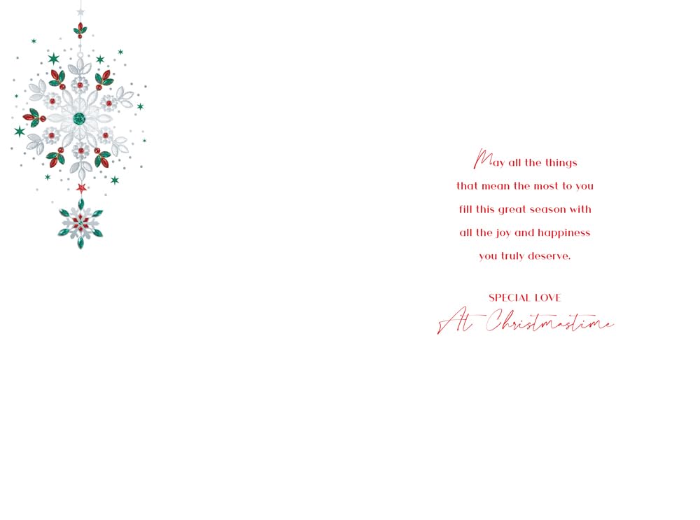 Christmas Card To Daughter & Son-In-Law Large Jewel Snowflake 15x23cm