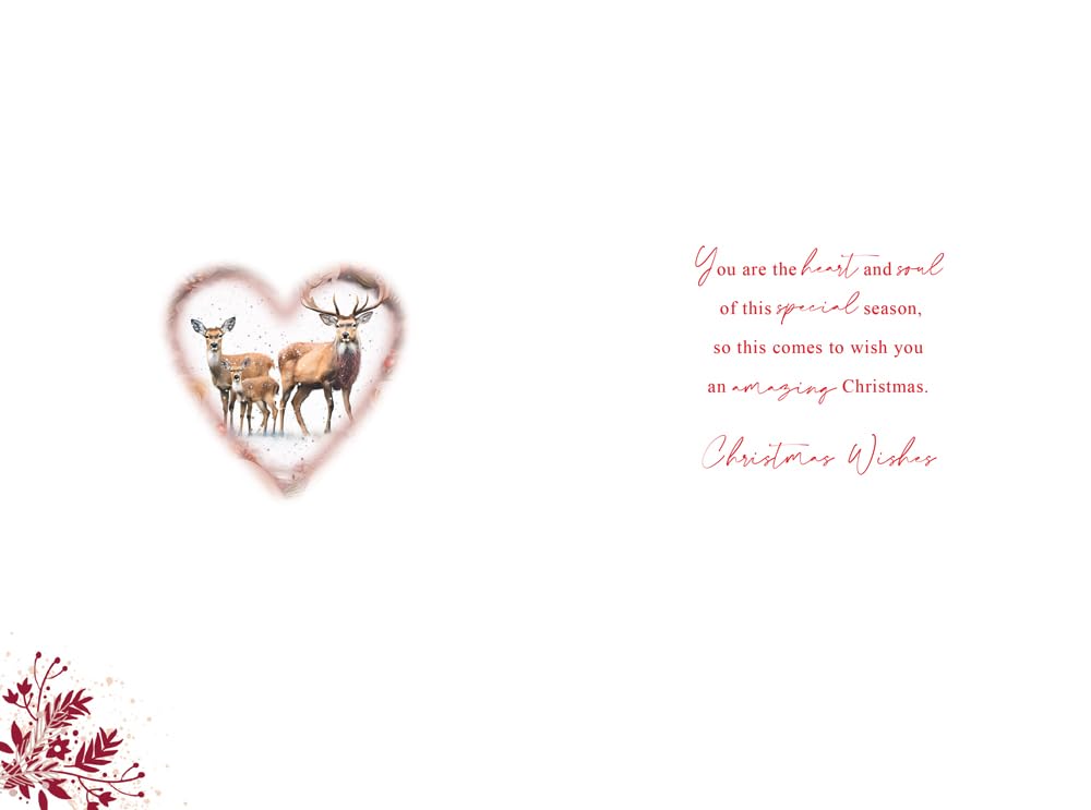Christmas Card To Both Of You Large Deer Wreath Festive Wishes 15x23cm