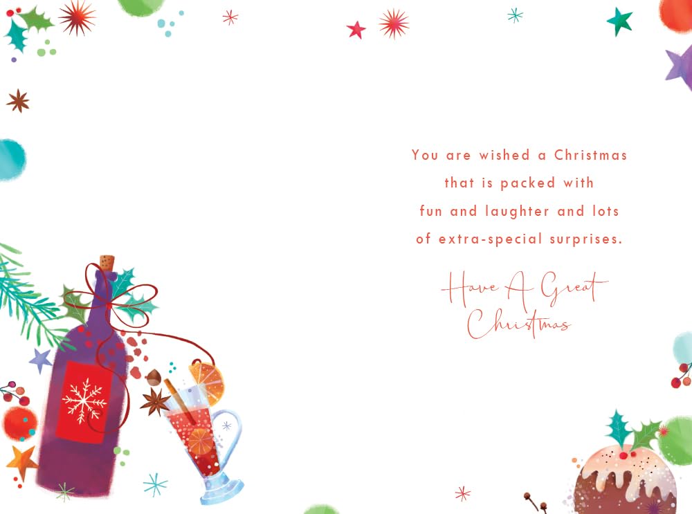 Brother Christmas Card Modern Red Wine Pudding 9" x 6" Lovely Verse