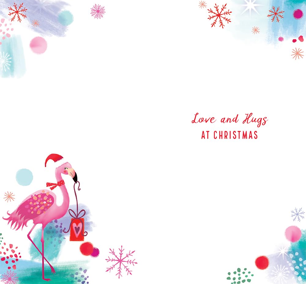 Mummy Christmas Card With Love Flamingle All The Way Flamingo 9" x 5"