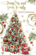 Daughter & Your Family Christmas Card Tree Presents Design Lovely Verse