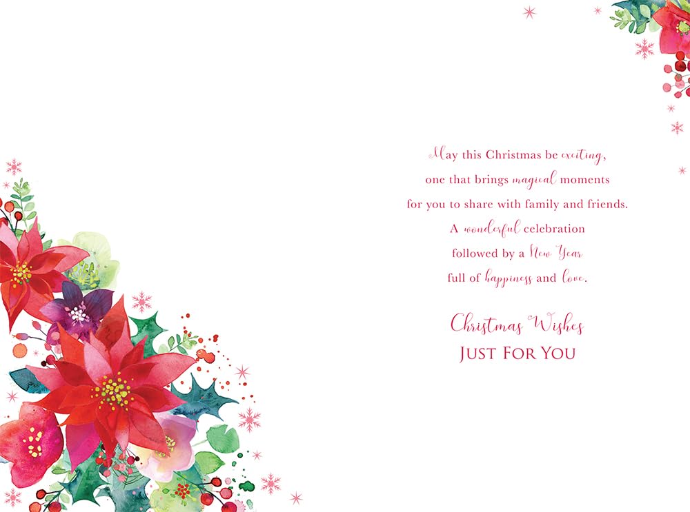 Granddaughter Christmas Card Traditional Poinsettia  9" x 6" Lovely Verse