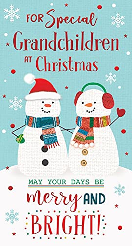 Grandchildren Christmas Card At Christmas Two Snowmen Bright Design