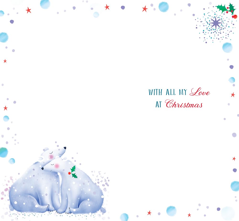 Wife Christmas Card Meet Me Under The Mistletoe Cute Bears 9" x 5"