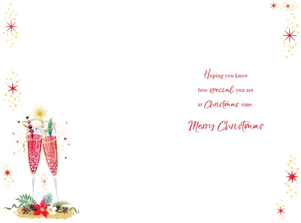 Special Couple Christmas Card Modern Champagne 9" x 6" Lovely Verse