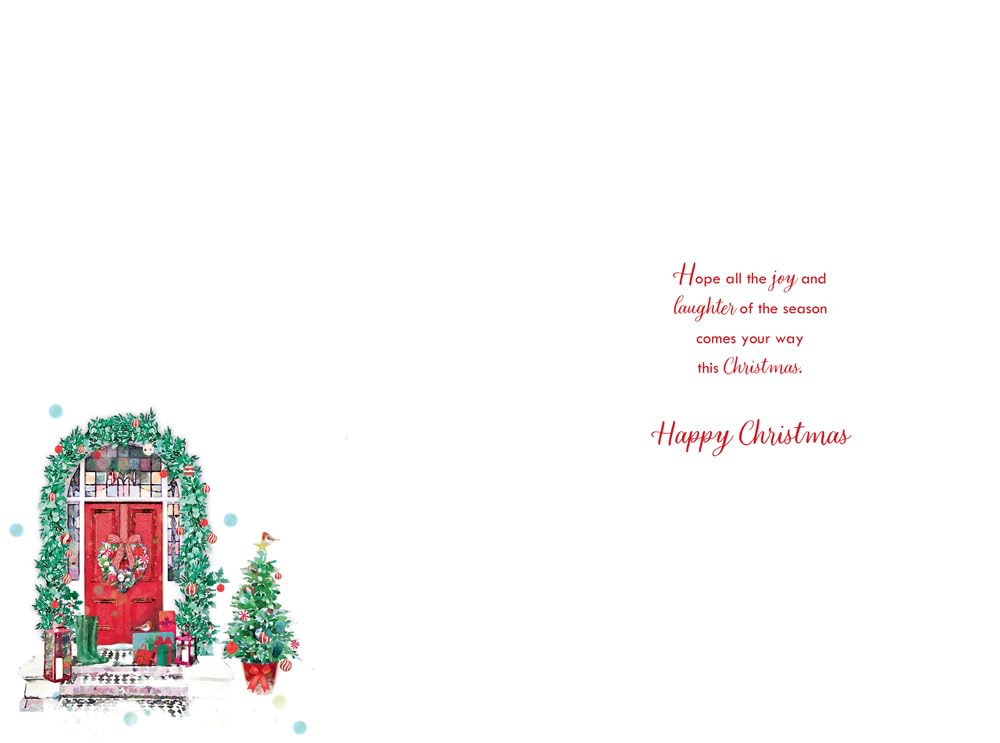 Christmas Card Special Niece & Family Large Front Door Sleigh 15x23cm