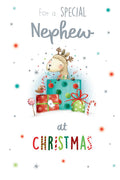 Nephew Christmas Card Modern Cute Reindeer Gifts 7.5" x 5" Lovely Verse