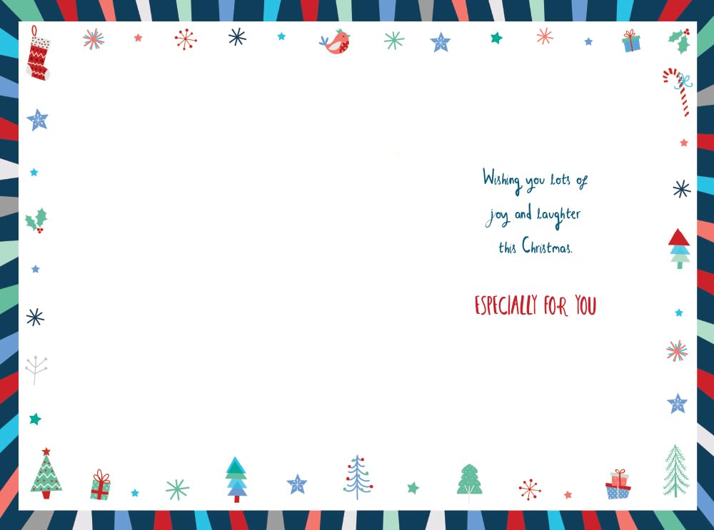 Son Christmas Card Modern Tree Holly Candy Canes 9" x 6" Lovely Verse