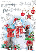 Mummy & Daddy Christmas Card Children Snowman Design Lovely Verse