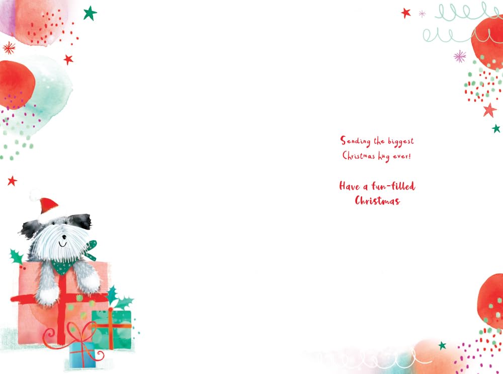 Grandson 1st First Christmas Card Cute Dog Gifts 9" x 6" Lovely Verse