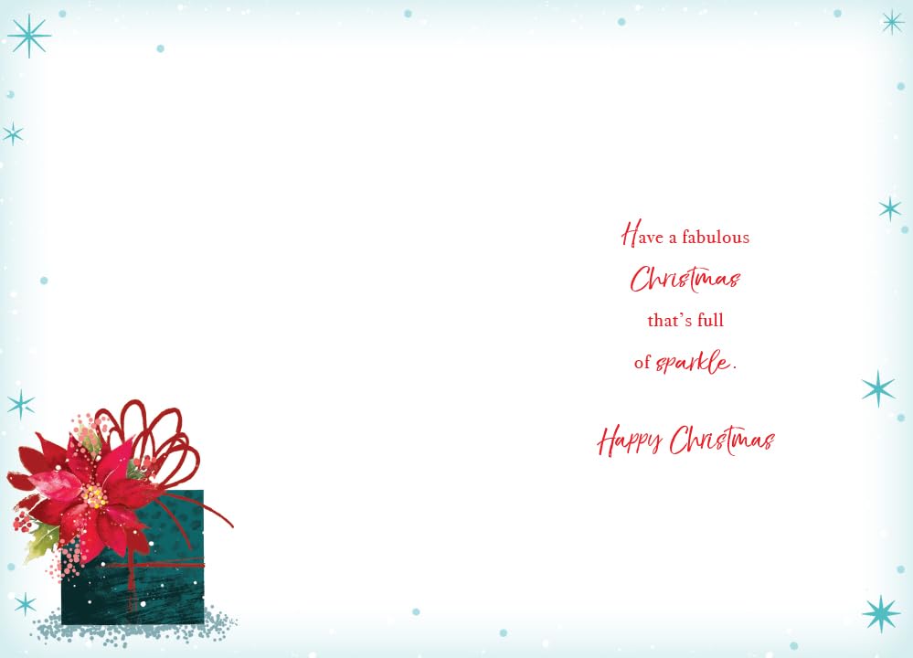 Grandma Christmas Card Modern Gifts Poinsettia 7.5" x 5" Lovely Verse