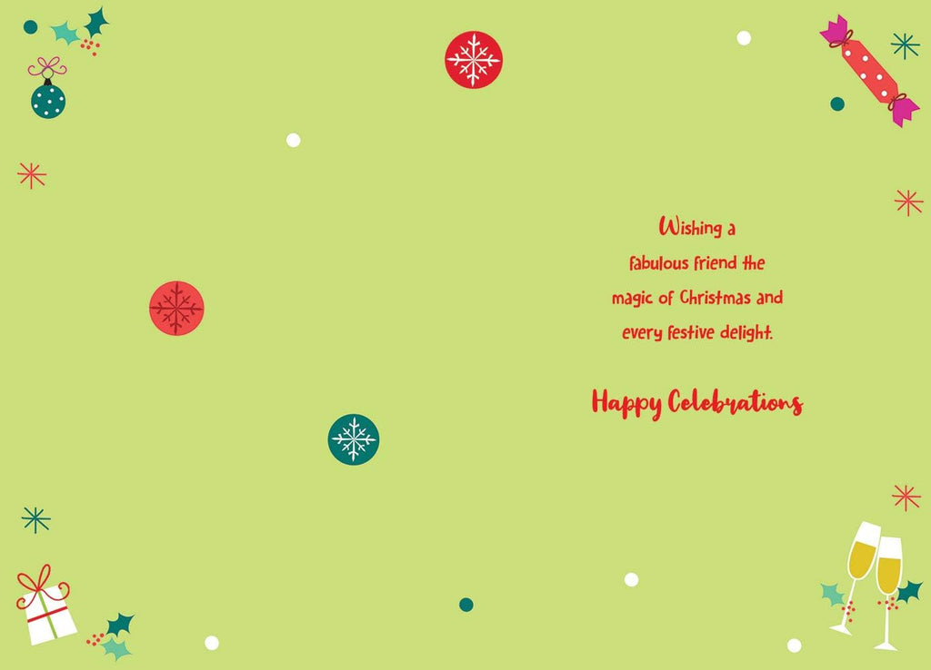 Special Friend Christmas Card Champagne & Word Design Lovely Verse