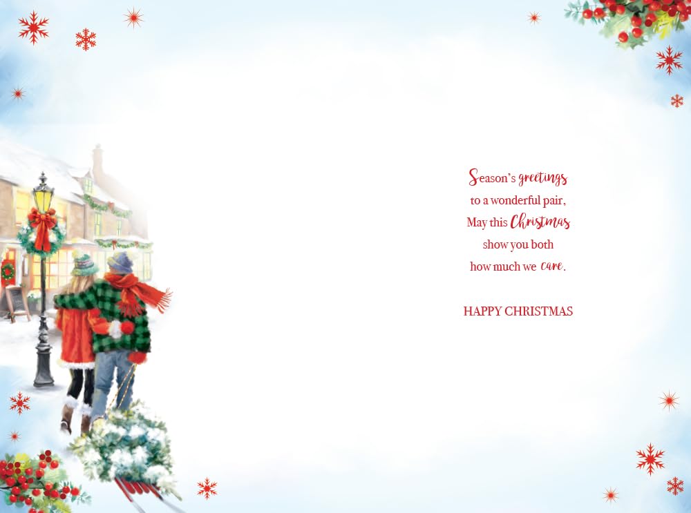 Brother & Sister in Law Christmas Card Couple Cuddling 9" x 6" Lovely Verse