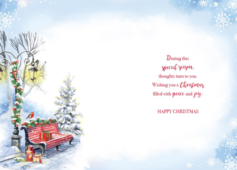 Open Christmas Card Especailly For You Bench Robin 7.5" x 5" Lovely Verse