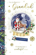 Special Grandad Christmas Card Santa & Reindeer Tree Design Lovely Verse