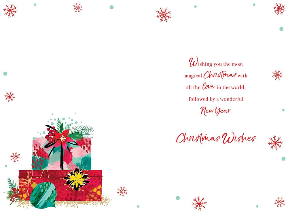 Nan Christmas Card Modern Gifts Baubles Poinsettia 9" x 6" Lovely Verse