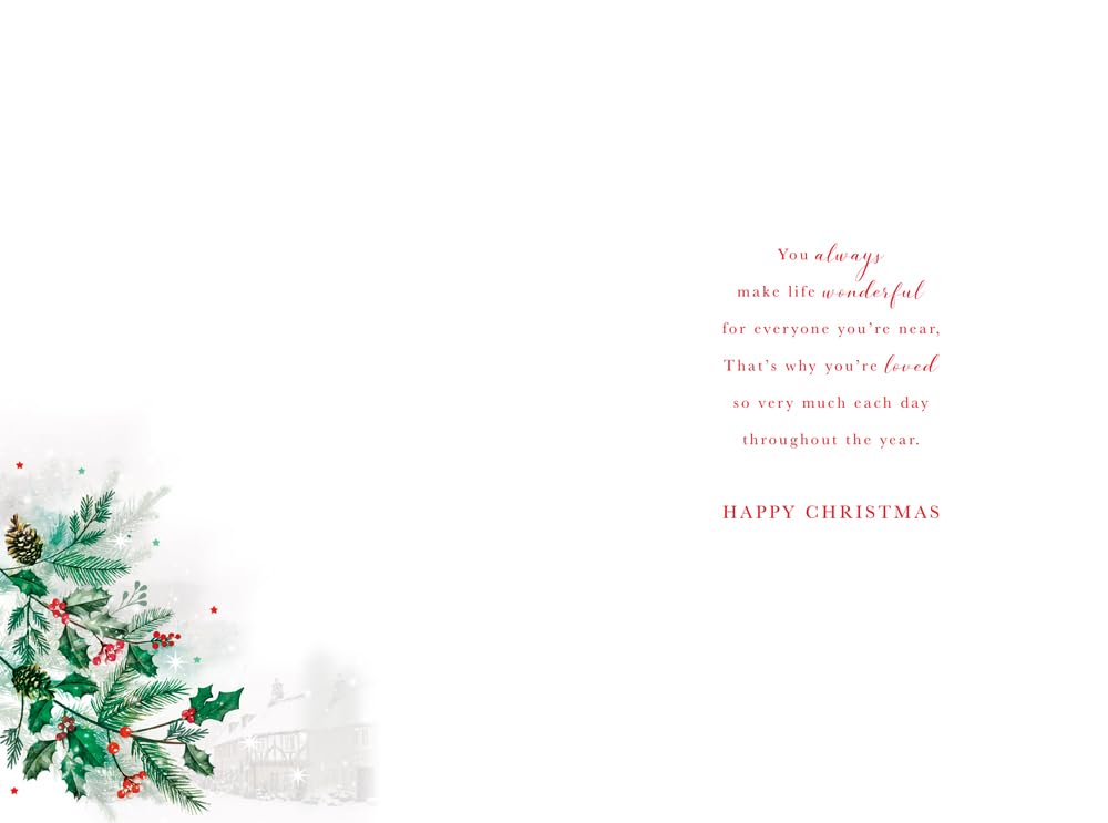 Christmas Card To Special Grandson Large Robin Winter Cottage 15x23cm