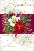 Grandma Christmas Card  Poinsettia Flower Design Lovely Verse